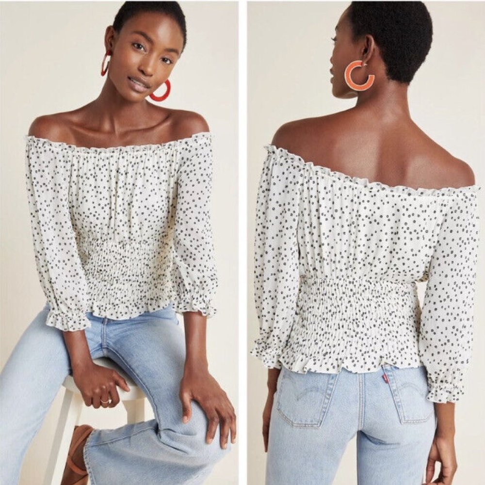 anthropologie lucia off the shoulder blouse